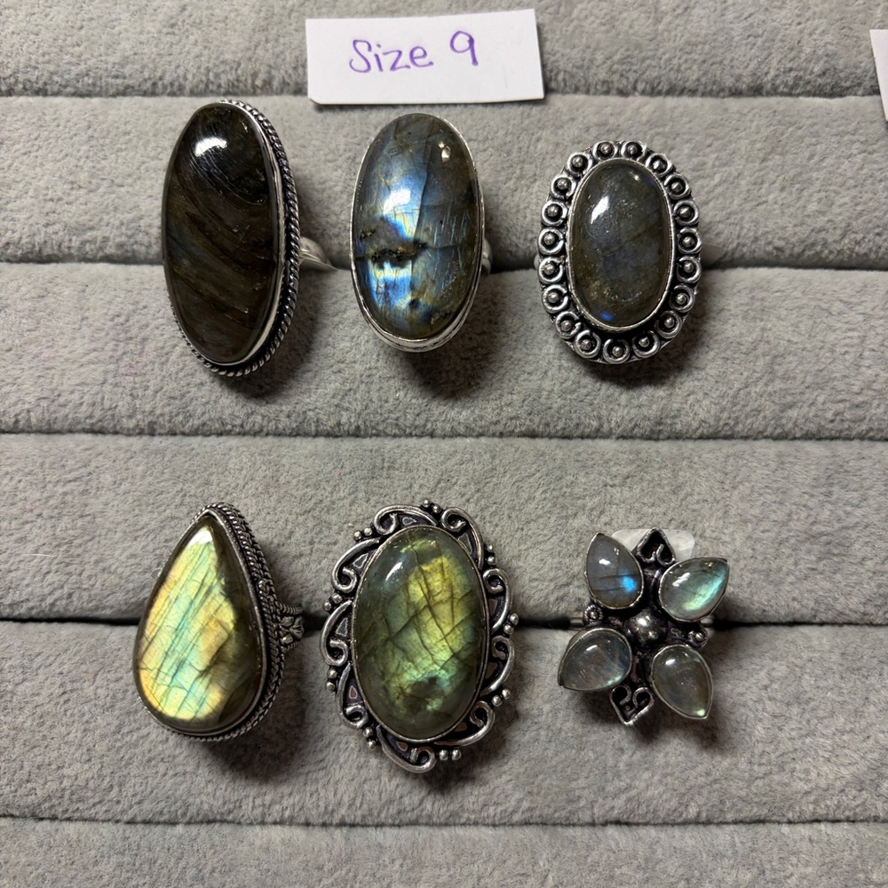 Sizes 9-11 Labradorite Rings - Picture 2 of 9